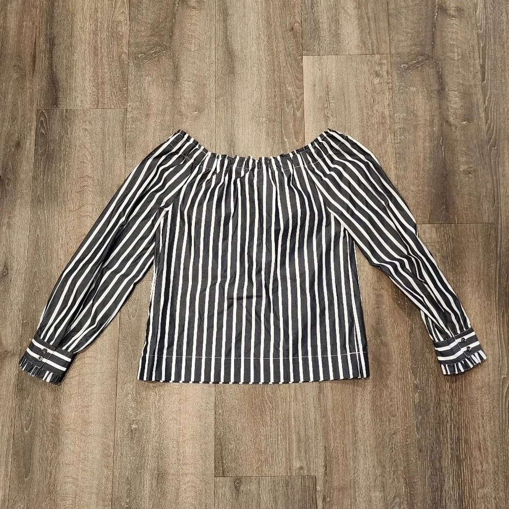 *NWT* J. Crew Striped Off the Shoulder Top with Bow - Picture 6 of 7